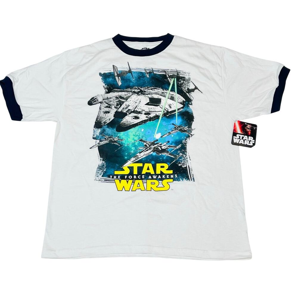 Star Wars Force Awakens Millennium Falcon Shirt Mens XL White Jerry Leigh New